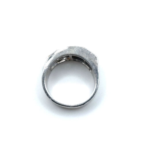 Bague 55 Bague Tank asymétrique Equilibria platine et diamants 58 Facettes 191