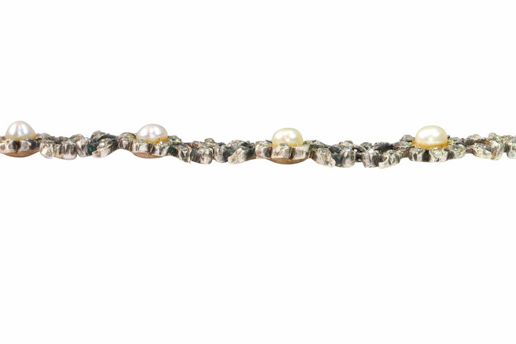 Élégance victorienne : un collier ras du cou en diamants et perles d'une grâce intemporelle