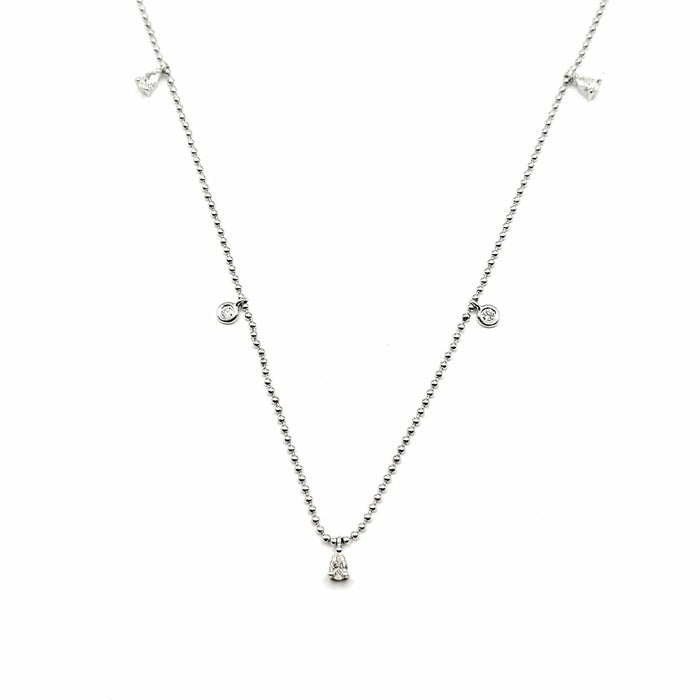 Collier Collier or blanc serti de diamants naturels 58 Facettes