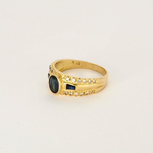 Bague 57 Bague Or jaune diamants saphirs 58 Facettes LP1294/13