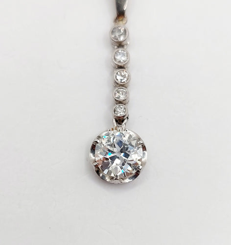 Pendentif or blanc , platine et diamant taille ancienne 1,30 carat (circa 1900)