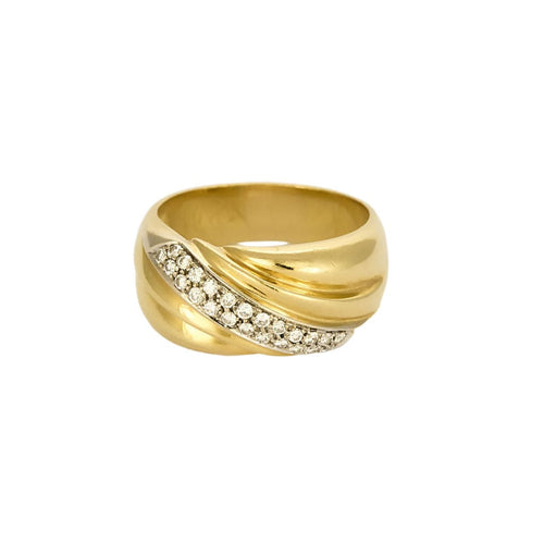 Bague jonc or jaune et diamants