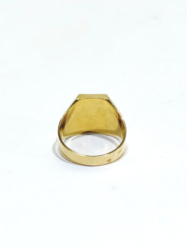 Bague 55 Chevalière guillochée initiales \"EH\" en or champagne 18 carats 58 Facettes