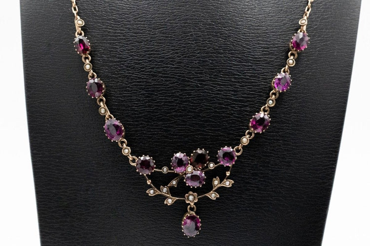 Collier Collier ancien avec grenats et perles, début du XIXe et XXe siècle 58 Facettes 11570