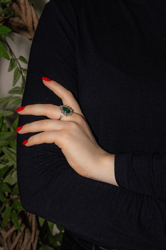 Bague 54 Bague Or blanc Emeraude, Diamant 58 Facettes 4590991CN