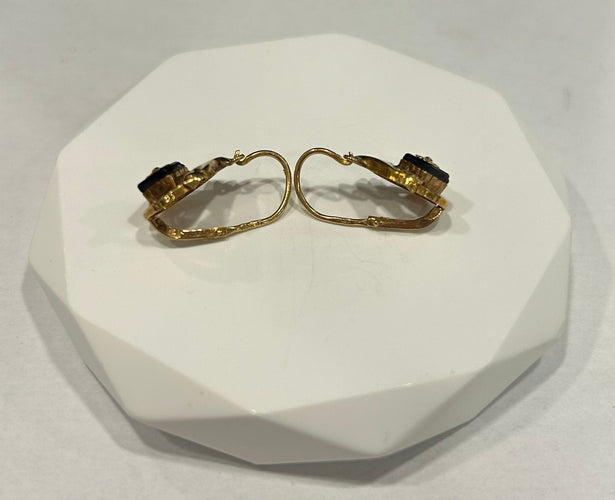 Boucles d'oreilles Paire de boucles d'oreilles or rose onyx 58 Facettes LP258