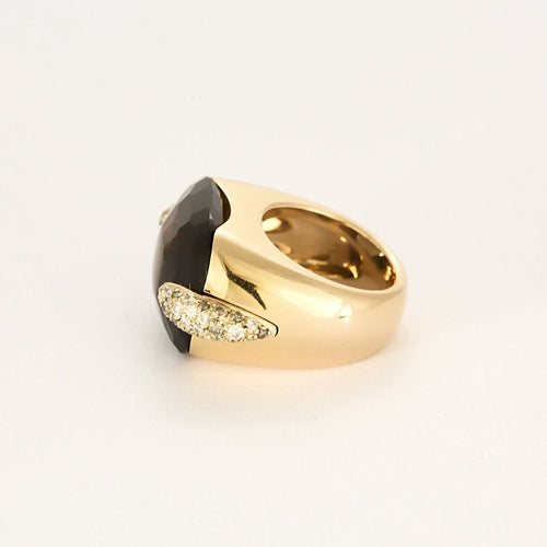 Bague 52 Pomellato- Pin UP -Bague en or jaune, quartz fumé et diamants 58 Facettes BIA1205X2