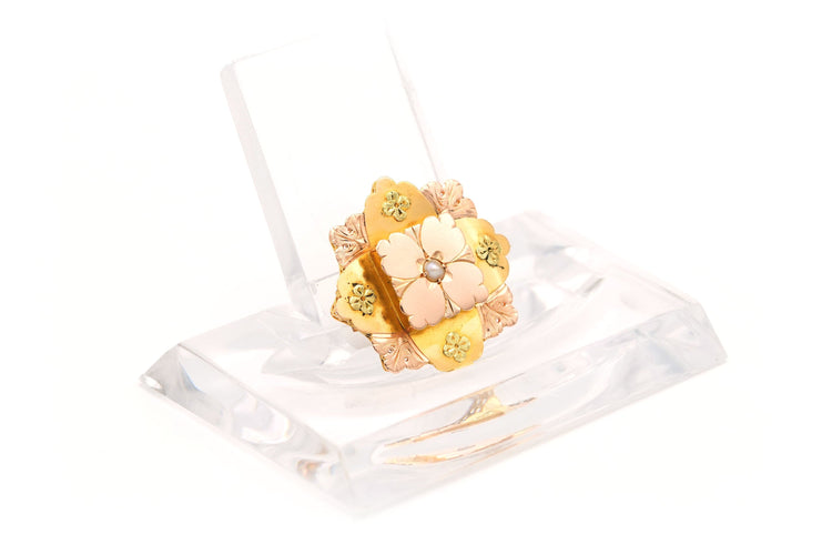 Broche Broche Art Nouveau en or jaune 18 carats sertie d'une perle 58 Facettes B653