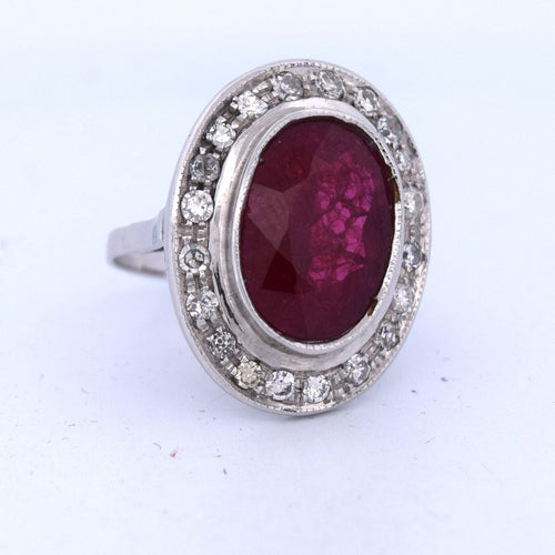 Bague 55 Bague Art Déco - or blanc, rubis, diamants 58 Facettes