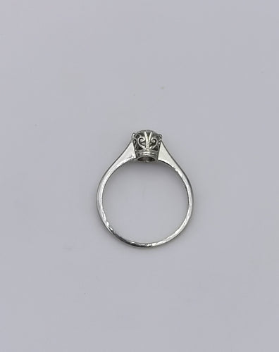 Bague 54 Bague solitaire ancienne platine, diamant 58 Facettes