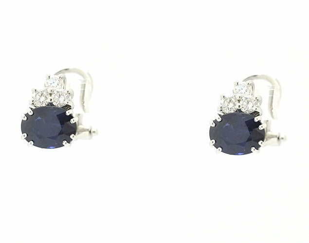 Boucles d'oreilles Boucles d'oreilles en or blanc serties de saphirs et de diamants 58 Facettes 9615