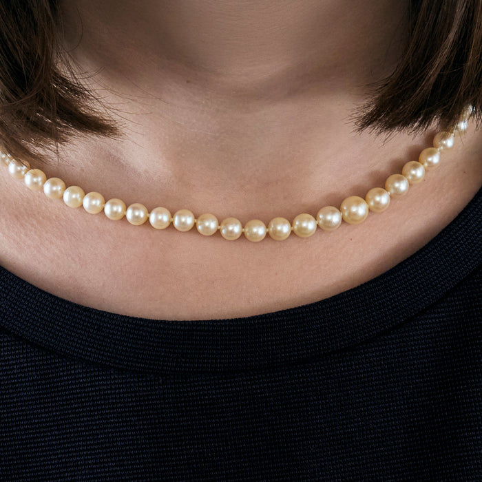 Collier or jaune perle de culture