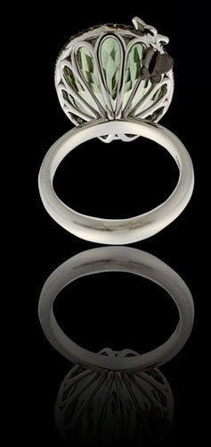 Bague 54 Bague or blanc, améthyste verte, diamants naturels 58 Facettes AG-2X21013