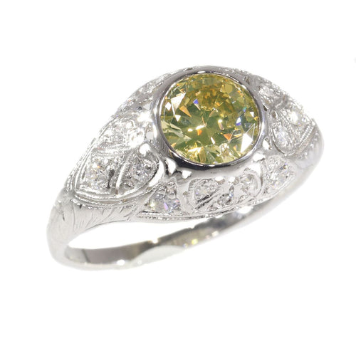 Bague 58 Étincelle d'amour des années 1950 : bague en diamant brun orangé intense 58 Facettes 21028-0224