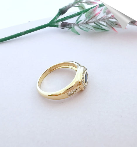 Bague 55.5 Bague Saphir Diamants Or Jaune 58 Facettes AA 1550