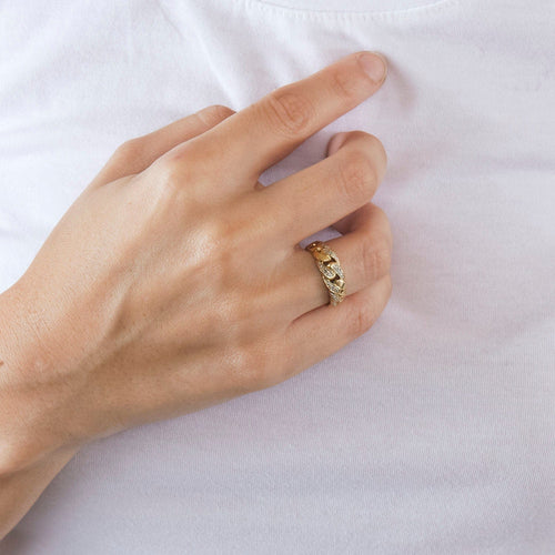 Bague Bague maille gourmette 4 diamants 58 Facettes LP548