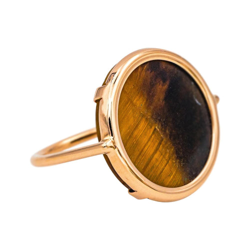 Bague 53 Ginette NY Bague Ever Tiger Eye Disc Ring Or rose Œil de tigre 58 Facettes 4970140RV
