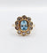 Bague marguerite vintage en or 18k et spinelle bleu, diamants