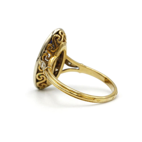 Bague 57 Bague - Or jaune diamants, émeraudes, saphirs et rubis. 58 Facettes 1034