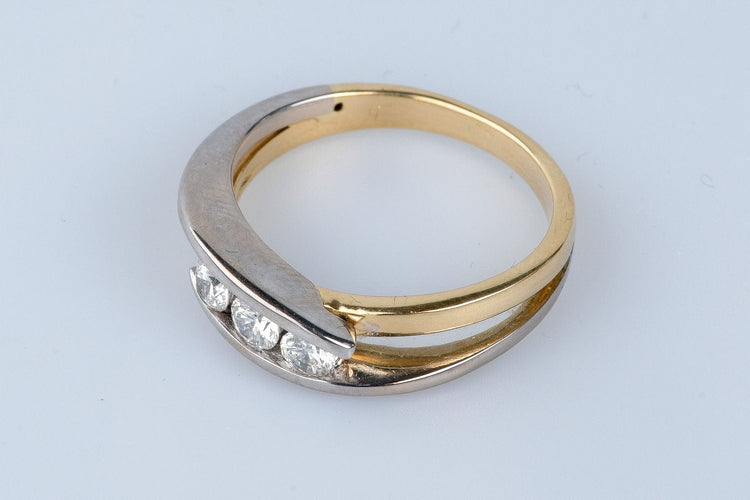 Bague 53 Bague 3 Diamants or jaune et blanc 58 Facettes BGTDCC852
