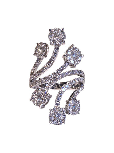 Bague 55 Bague de déclaration en or blanc 18 carats avec diamants 58 Facettes 111203