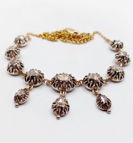 Collier Collier victorien or, argent et diamants 58 Facettes A05344