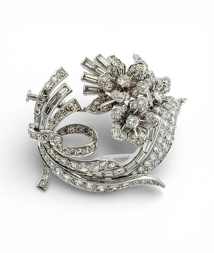 Broche Broche à fleurs en or et diamants magnifiques 58 Facettes