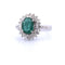 Bague en or blanc 18 carats avec émeraude de 1,80 carat et diamants