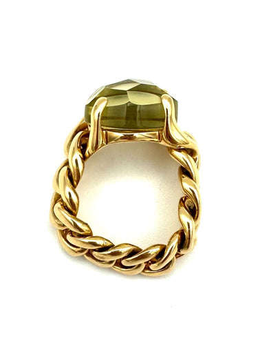 Bague POMELLATO. Collection "Lola", bague or jaune 18K et quartz lemon 58 Facettes