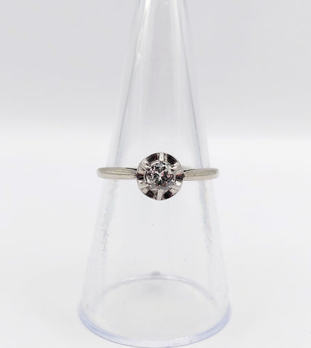 Bague 53 Bague solitaire art deco or blanc 18k diamant 0,22 carat (circa 1930) 58 Facettes A06143