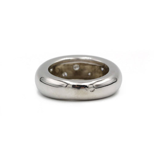 Bague 55 Bague jonc or blanc 750 années 80 diamants 58 Facettes SA001