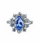 Bague 58 Bague marguerite or blanc, saphir et 10 diamants 58 Facettes AB502