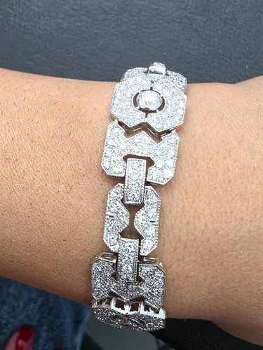 Bracelet Superbe bracelet Art Déco en platine avec diamants 58 Facettes