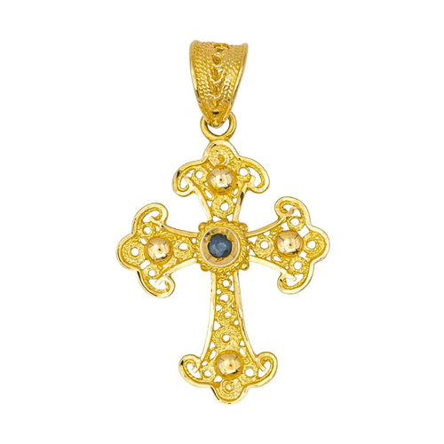 Pendentif Pendentif Croix Or jaune Saphir 58 Facettes 2622579CN