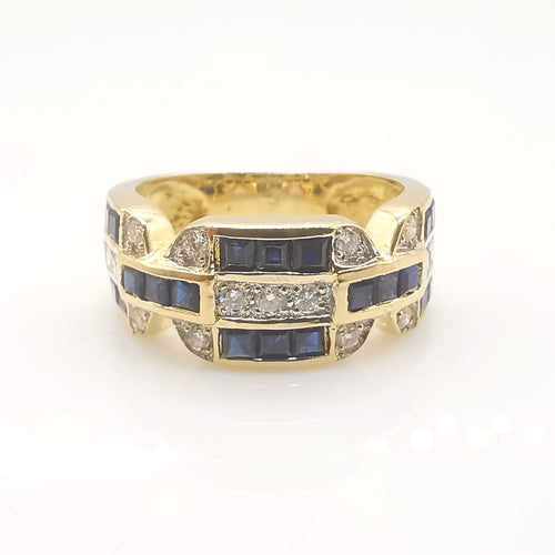 Bague Bague en or sertie de saphirs et diamants 58 Facettes