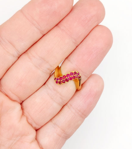 Bague 49 Bague jonc vintage or pavé de rubis et monture à enroulement 58 Facettes A04058