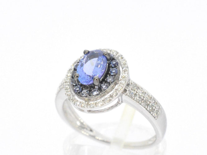 Bague 54 Bague en or blanc avec diamants et tanzanite 58 Facettes 2325