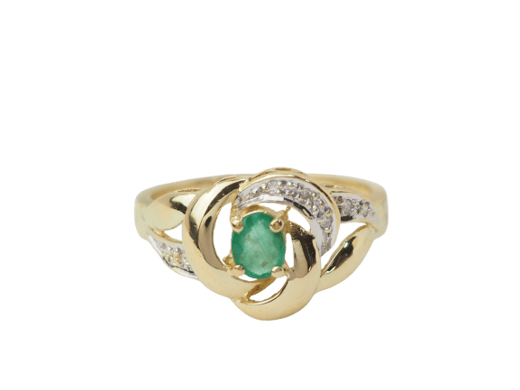 Bague 52.5 Bague vintage en or jaune, émeraude et diamants 58 Facettes 33274