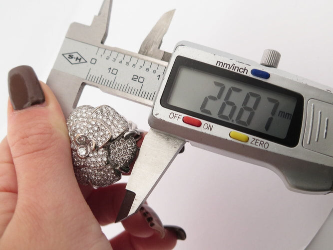 Bague 53 bague cocktail camelia t53 sertie de 188 diamants 4.12ct or blanc 18k 27.5g 58 Facettes 270127