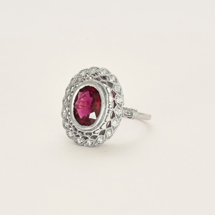 Bague 54 Bague rubellite diamants 58 Facettes