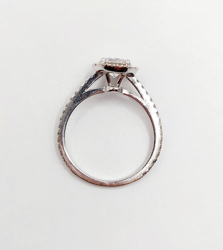 Bague solitaire or blanc, diamant 0,98 carat et certifcat AIG 58 Facettes A06225