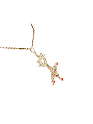 Pendentif Pendentif Croix du sud ou d'Agadez, cabochons de Corail Or 58 Facettes AA 1634