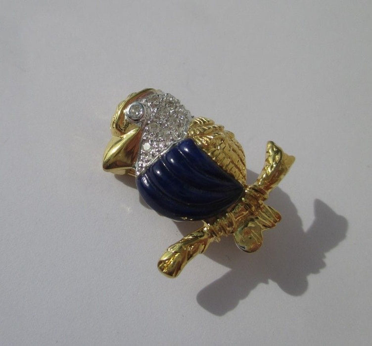 Broche Pendentif et broche oiseau sur branche lapis lazuli diamants 58 Facettes