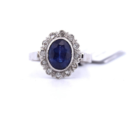 Bague 53 Bague en platine, saphir et diamant 58 Facettes