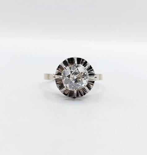 Bague 54 Bague solitaire art déco en or blanc 18k et platine, diamant 1,70 ct 58 Facettes A06509