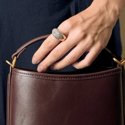 Bague 64 Bague en or jaune, platine et diamants taillés en rose. 58 Facettes CAL2430