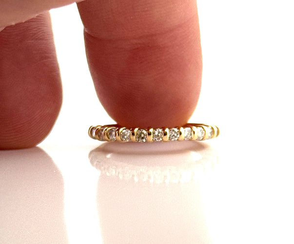 Bague 54 Demi-Alliance or jaune diamants 58 Facettes