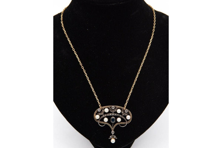 Pendentif Art Nouveau gold and silver pendant, Belle Epoque circa 1910 58 Facettes 9457