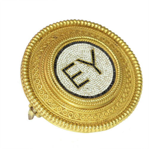 Broche EY – De la santé grecque à l'amour anglais : la broche victorienne en micro-mosaïque de Castellani 58 Facettes 12131-0068