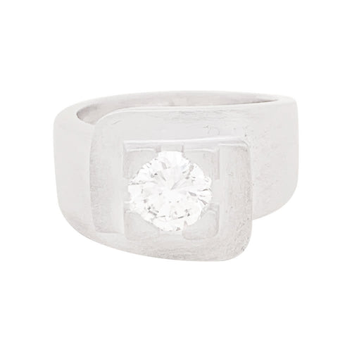 Bague 52 Bague chevalière, or blanc, diamant. 58 Facettes 33844